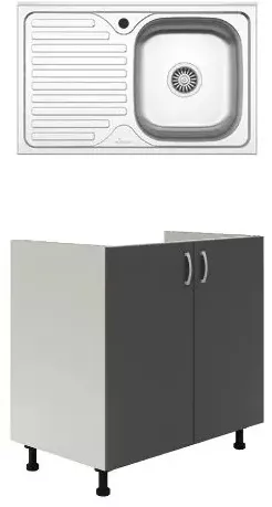 Haaus Backofenschrank 60x50x80cm - Küchenunterschrank In Anthrazit/Weiß Mit Karo-Design