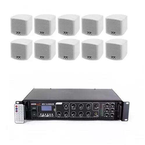 Sistem audio multizona 10 boxe albe bluetooth USB FM - imagine 1