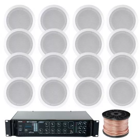 Sistem Sonorizare Multizona cu 16 boxe tavan Bluetooth USB FM