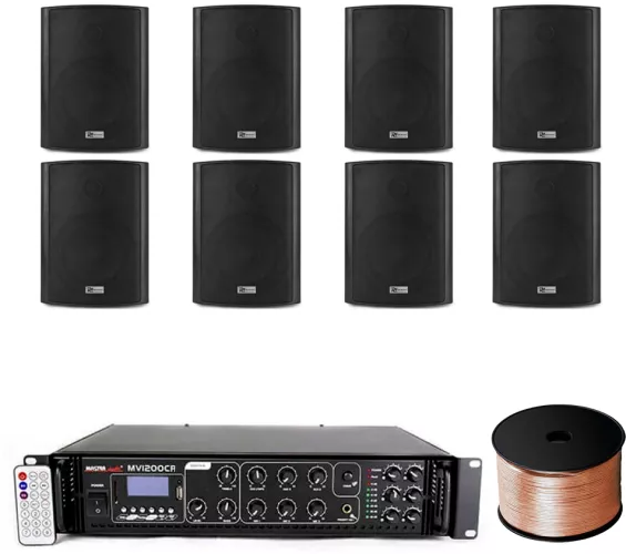 Sistem sonorizare terasa 8 boxe negre 240w bluetooth USB