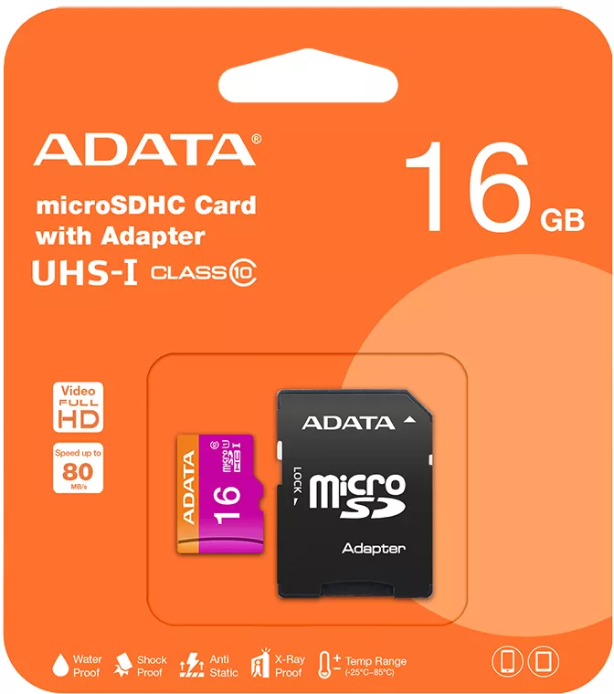 MICRO SD CARD 16GB CLASS 10 CU ADAPTOR ADATA