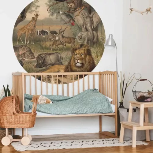 WallArt Tapet in forma de cerc &bdquo Animals of Africa&rdquo 190 cm