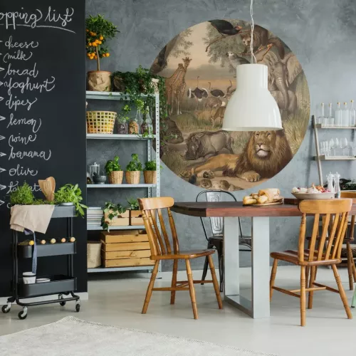 WallArt Tapet in forma de cerc &bdquo Animals of Africa&rdquo 190 cm