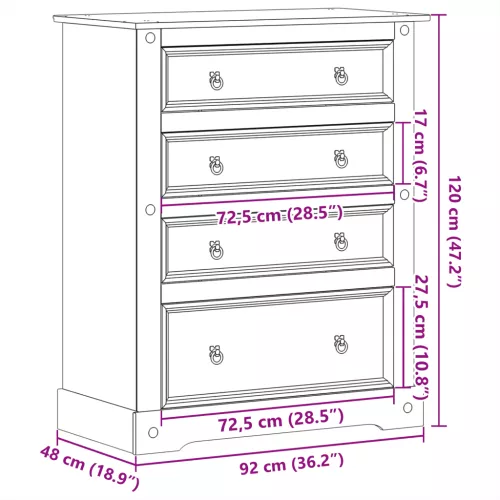 VidaXL Dulap cu sertare &bdquo Corona&rdquo 92x48x120 cm lemn