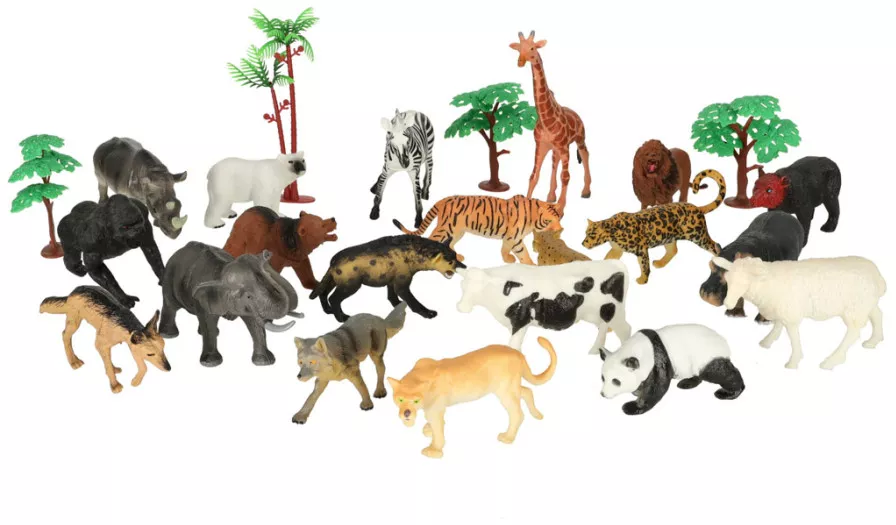 Set 59 figurine animale din zoo cu cutie de depozitare multicolor