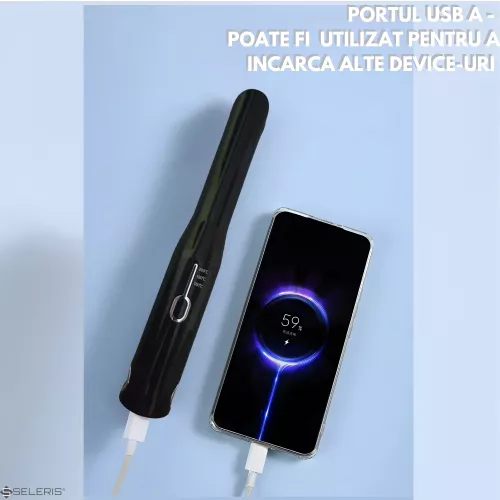 Placa de par portabila SELERIS® 160° C 180° C 200° C 2600mAh USB Micro/USB A Sistem blocare design compact-usor Negru