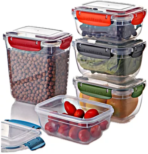 GinzaMaison Set 5 Cutii Alimente Master cu Capace Colorate inchise ...