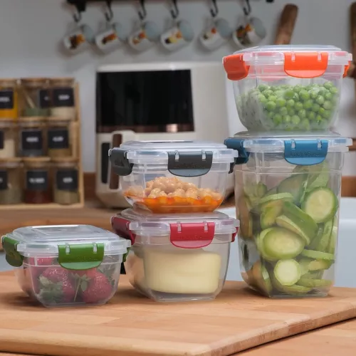 GinzaMaison Set 5 Cutii Alimente Master cu Capace Colorate inchise ...