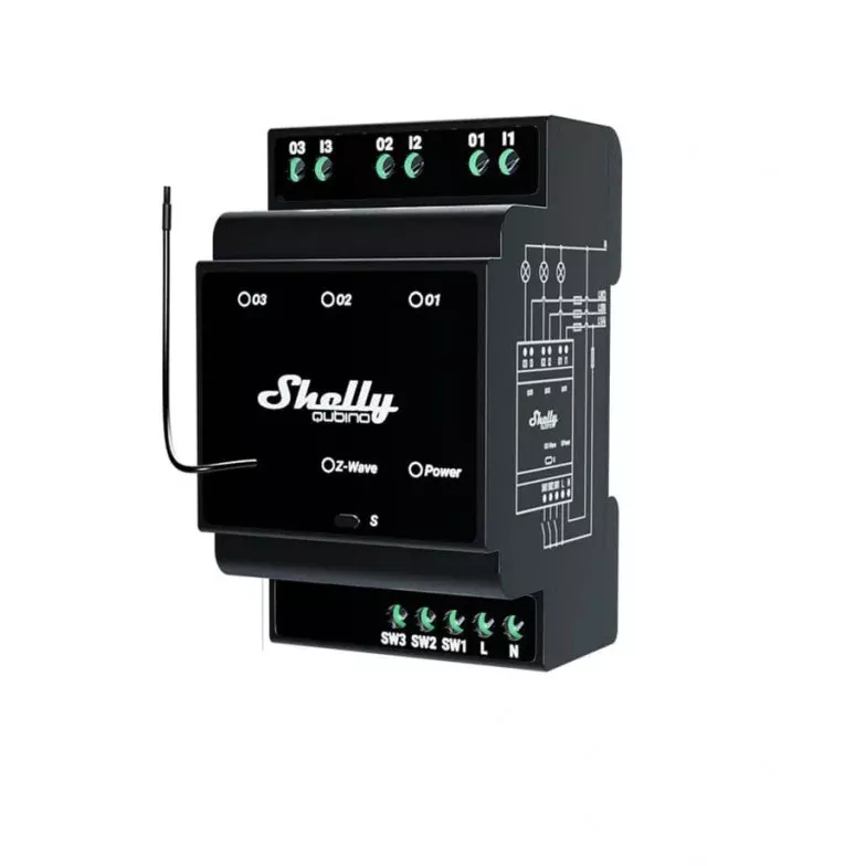 Releu inteligent Shelly Qubino Wave Pro 3 16A 3 canale contacte uscate ...