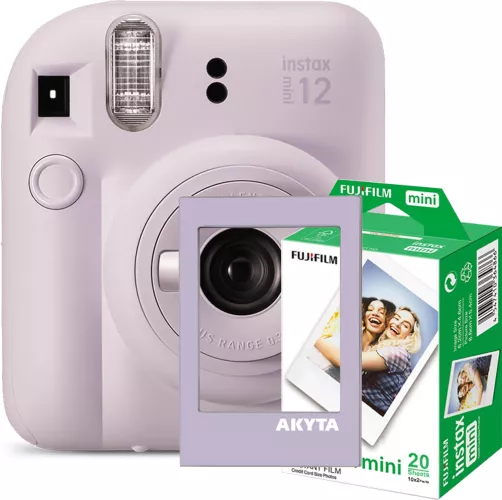 Camera foto instant Fujifilm Instax mini 12 Lilac Purple cu rama