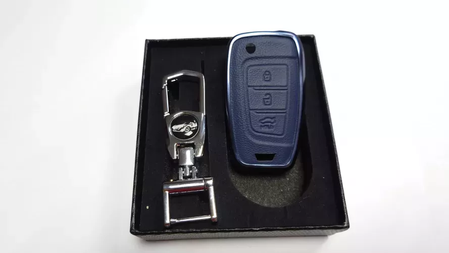 HIBEYO Cover In TPU Per Chiave Smart Hyundai – Adatta Per Solaris, Elantra, I30, Tucson, Kona E Altri (Blu)