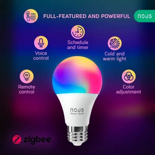 Set 4 becuri LED RGB Smart NOUS P3Z ZigBee E27 Control din aplicatie