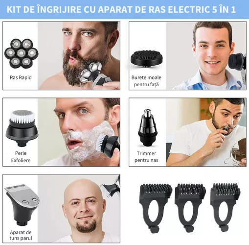 Aparat de Ras Electric 7-in-1 Multifunctional ANDROTEK® Rezistent la Apa