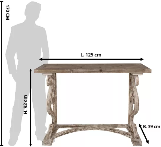 Consola lemn maro 125x39x92 cm