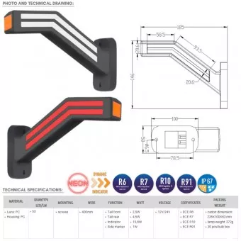 Lampa gabarit semnal dinamic si neon Dreapta V1308-7