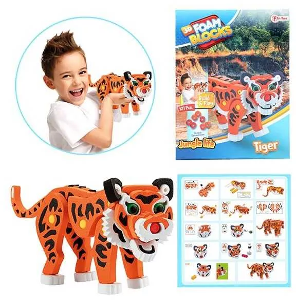 Puzzle 3D Spuma Tigru 121 piese Toi-Toys TT43546A