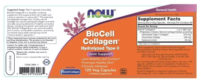 Now Foods BioCell Colagen Hydrolizat Tip II 120 Capsule q6yj_190953835 ...