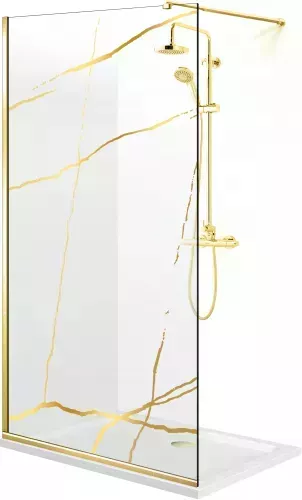 Paravan dus walk-in Aqua Class Gold model Marble auriu 100x195 cm ...