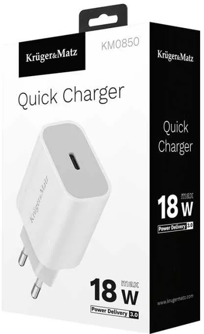 Incarcator rețea Power DELIVERY 18W 1x USB TYPE C PD Kruger&Matz KM0850 — imaginea 3