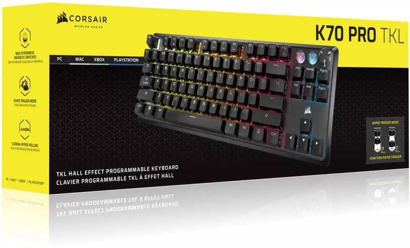 Tastatura gaming mecanica Corsair K70 PRO TKL Hall Effect