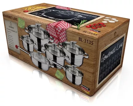 Set Oale Si Tigai Otel Inoxidabil Cu Capace 12 Piese Jumbo Gourmet