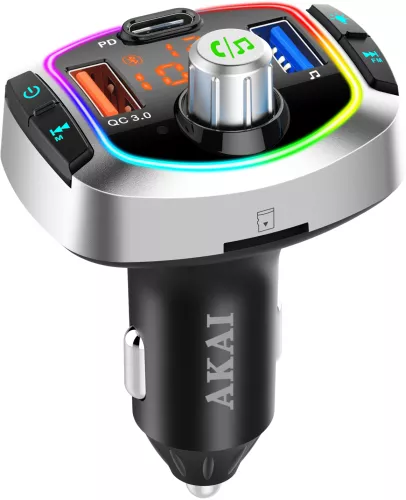 Modulator auto Akai Bluetooth Cu lumini Negru - Argintiu fmt-63bt - cel.ro
