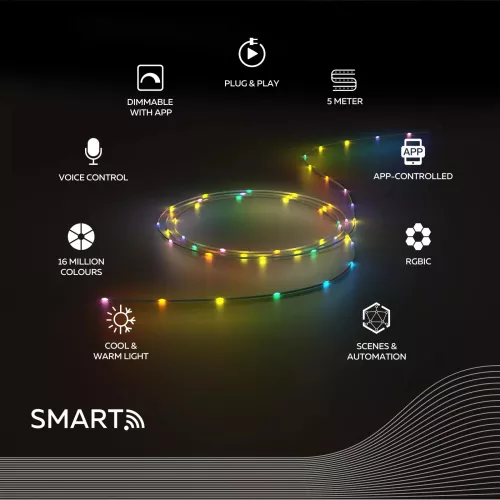 Benzi LED Calex Smart Gaming Micro LED RGBIC IP20 4.9W 50 leduri 5m