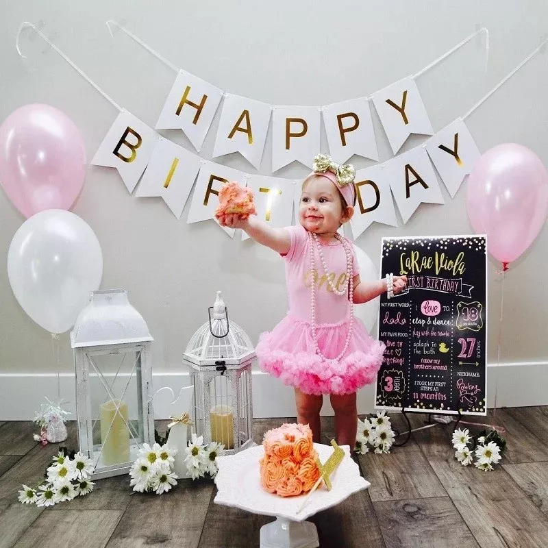 Ghirlanda Blue Happy Birthday Con Bandierine, 2,5 M | Striscione In Carta Per Compleanno, 1° Anno, Bambini E Adulti, Fai Da Te - 5