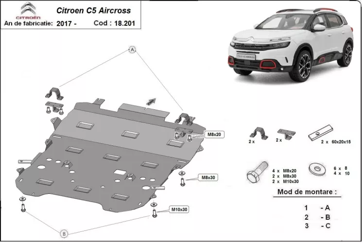 Tapacubos Centrales Para Citroën C5 Aircross 2017-2022 - Juego De 4 Piezas, Antipolvo Y Antioxido