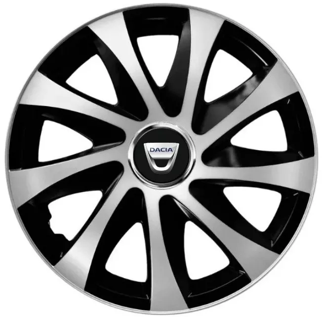 Set 4 capace roti Drift exrta silver&black R16 pentru gama auto Dacia ...