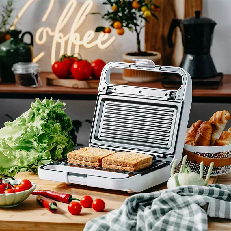 Sandwich maker 2in1 1100W Placi Antiaderente si detasabile Alb
