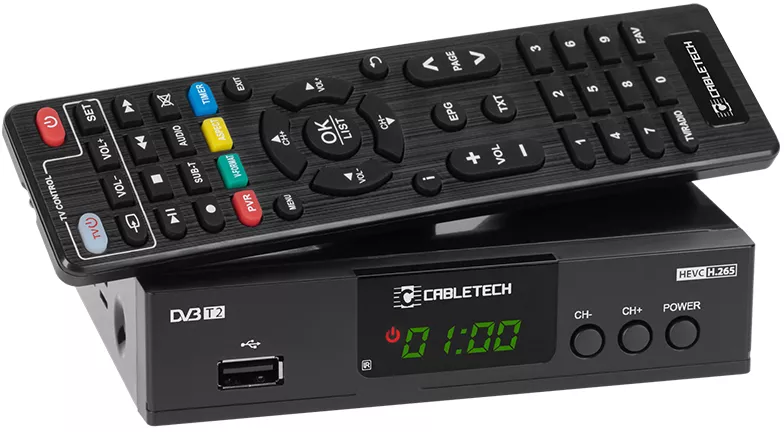 Receptor Digital Terestru TV Tuner DVB-T2/DVB-T H.265 HEVC LAN USB
