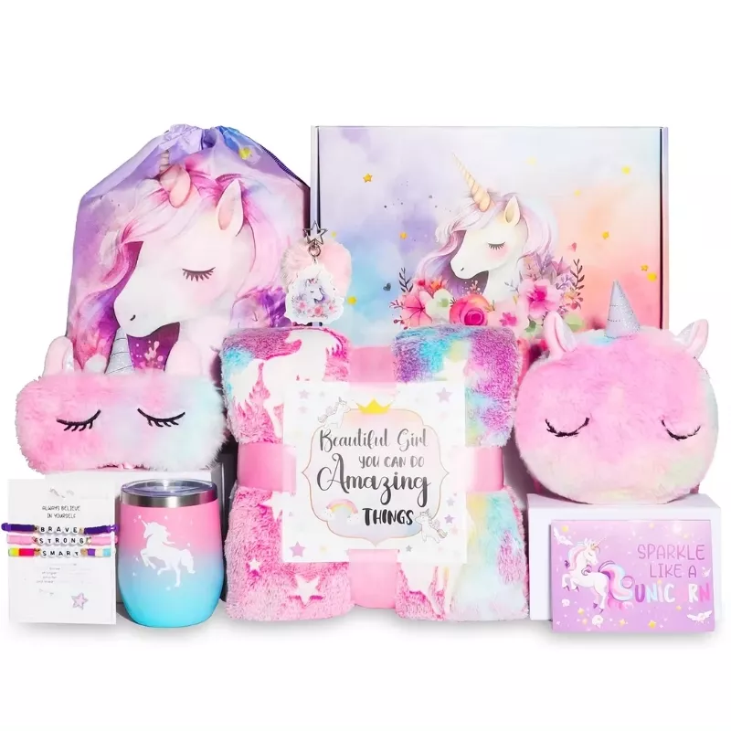 Set cadou pentru fete Unicorn 9 piese culori pastelate include tot