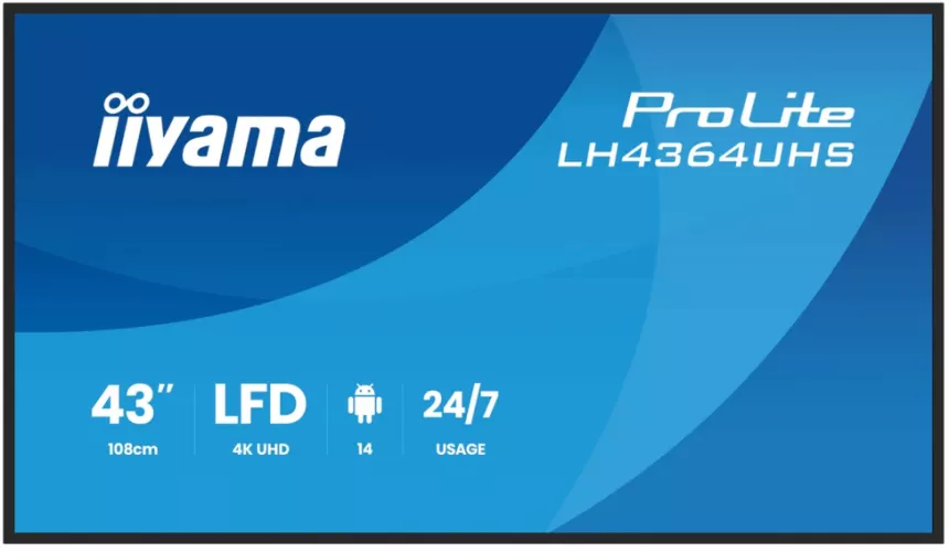 digital signage 108 cm 43" 4K Iiyama VA LH4364UHS-B1AG UHD UltraHD HDMI Negru