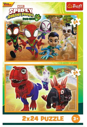 Puzzle Trefl 2x24 Spidey And His Amazing Friends Dino-webs Spidey Si ...