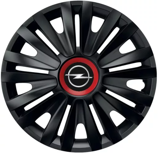 Set 4 capace roti Negre Cu Inel Rosu Royal R15 pentru gama auto Opel ...
