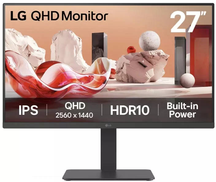 LG 27" IPS, QHD 2560x1440, HDMI, DisplayPort, Boxe, Pivot negru - imagine 1