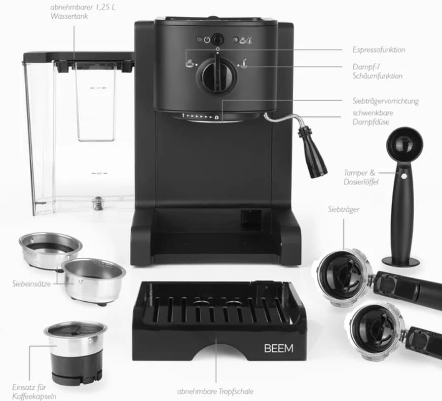 Espressor manual BEEM Espresso Perfect negru mat