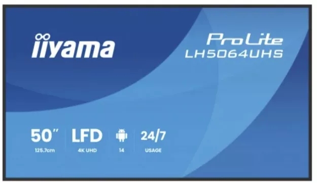 digital signage 126 cm 50" 4K Iiyama IPS ProLite LH5064UHS-B1AG UltraHD HDMI Boxe Negru