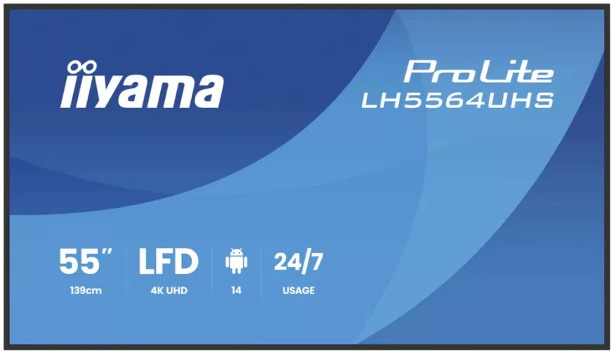 digital signage 139 cm 54.6" HD Iiyama IPS ProLite LH5564UHS-B1AG UltraHD HDMI Boxe Negru