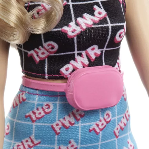 Papusa Barbie Fashionistas blonda cu borsetă roz — imaginea 6