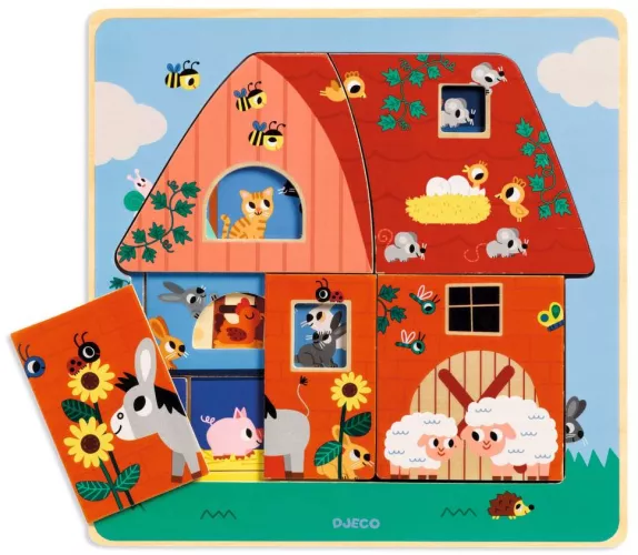Puzzle straturi Djeco - Animale de la ferma — imaginea 5