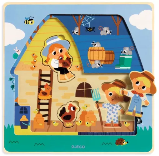 Puzzle straturi Djeco - Animale de la ferma — imaginea 6