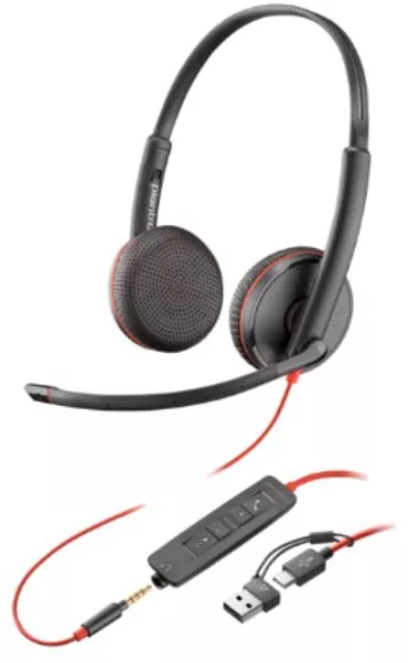 Căști HP Poly BW 3225 jack 3.5mm + adaptor USB-C/A (Negru) — imaginea 3