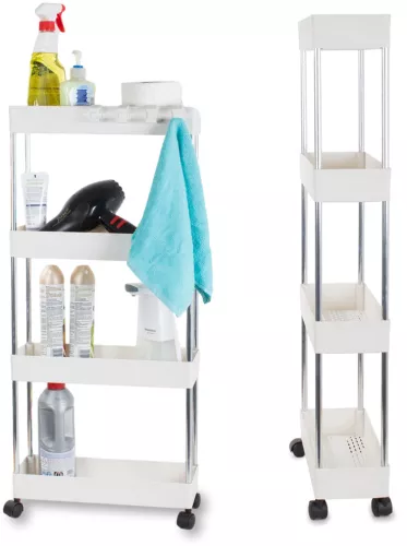 Raft modular cu roti Zola 4 rafturi 4 carlige pentru organizarea ...