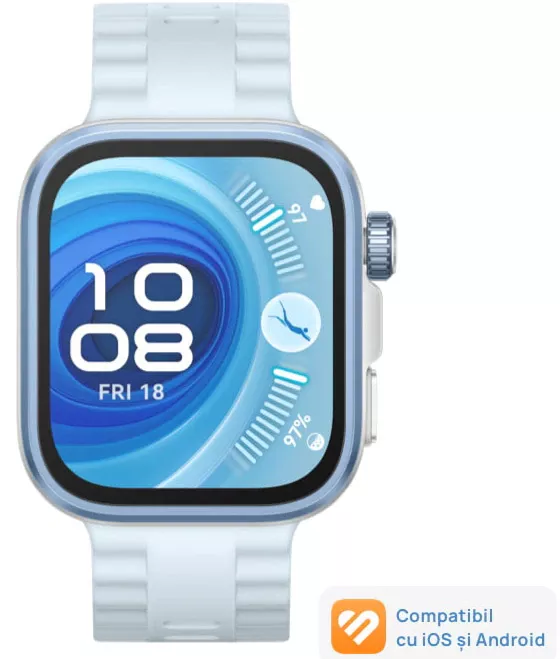 Smartwatch Huawei Watch Fit 4 Pro Silver Body with Blue Fluoroelastomer Strap — imaginea 2