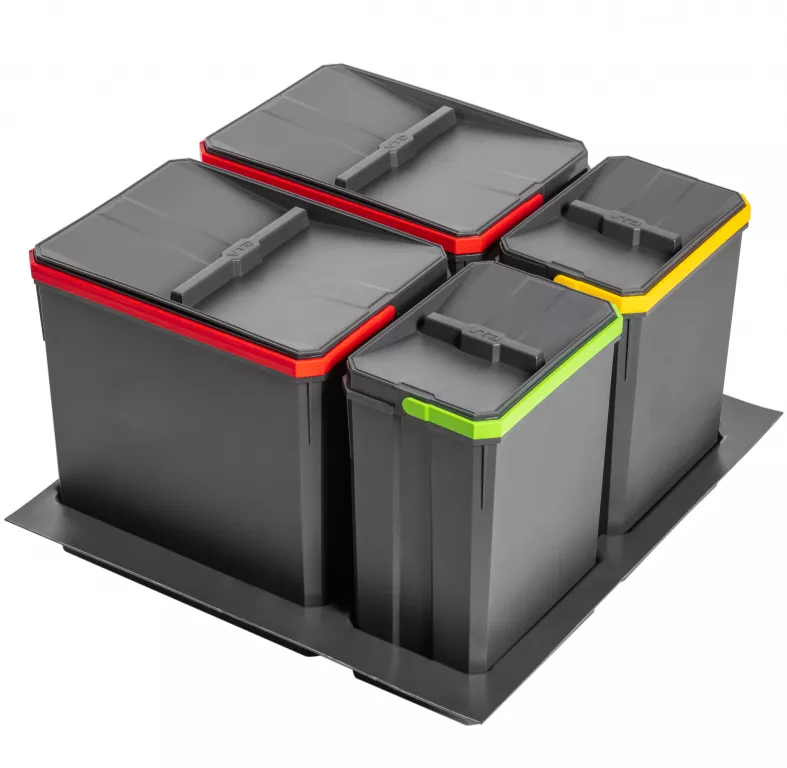 Set De Bacs De Tri AxiSpace GTV Pour Tiroir 600 Mm - 2 Bacs 15L + 2 Bacs 7L, Plastique Avec Graphène Antibactérien - 9