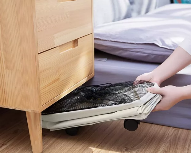 Cos rufe pliabil cu roti bej Prior 38 5x19x58 cm 0000402700 - cel.ro