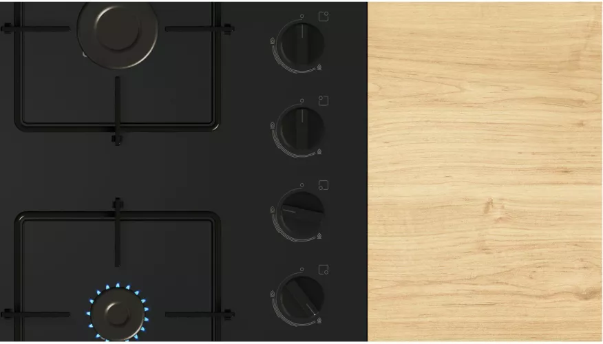 Plita incorporabila Bosch POH6B6K30, Gaz, 4 arzatoare, Arzător Wok, Grătar oțel, 60 cm, Sticlă neagră — imaginea 5