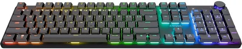 Tastatura Gaming Wireless Trust RGB Huano Linear White Switch Mecanica USB-C iluminare RGB layout US Negru — imaginea 6